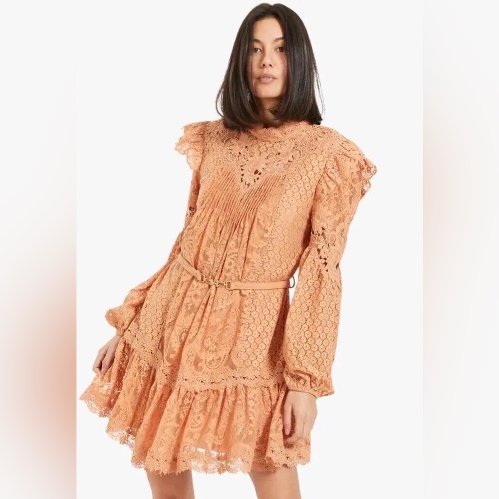 Zimmermann Lace Dress in Peach